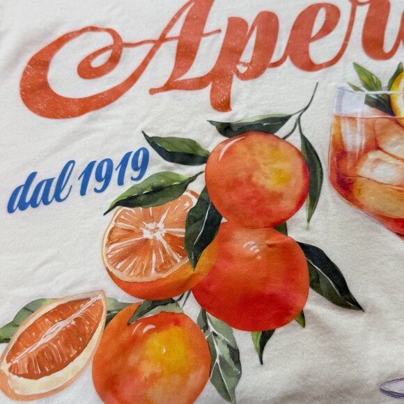 APEROL SPRITZ T Shirt Cream Front Graphic, Size Adult Women's Small 100% Cotton - Picture 7 of 7